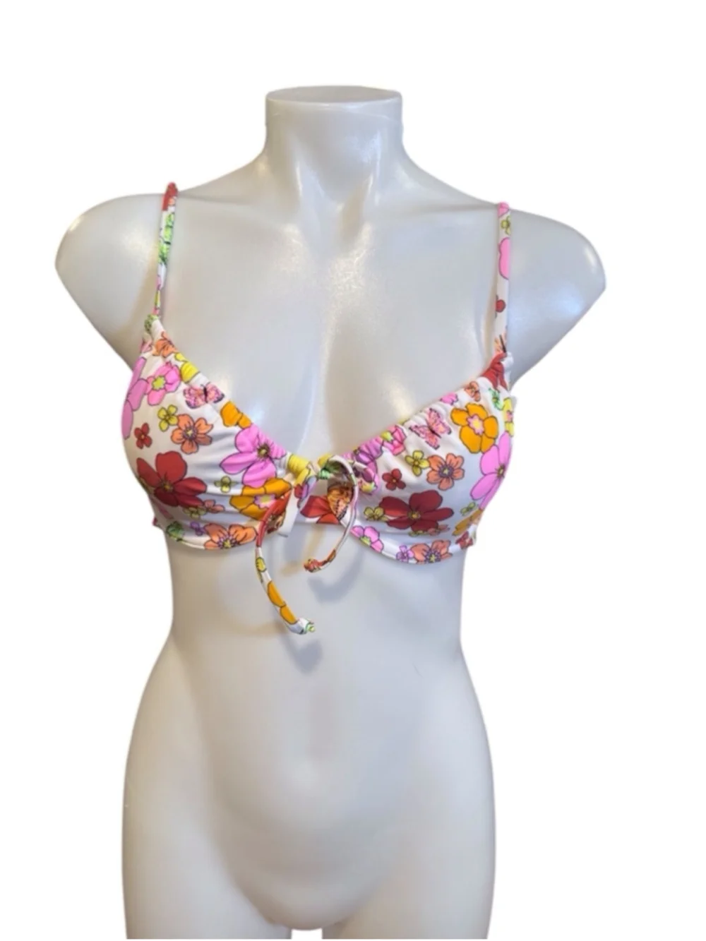 Women's California Waves Floral Print Bikini Top Size S